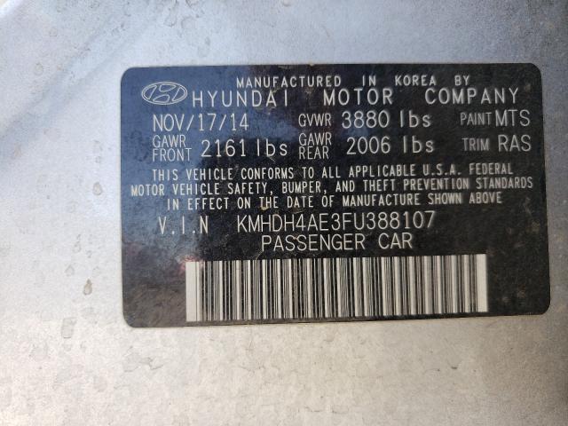 Photo 9 VIN: KMHDH4AE3FU388107 - HYUNDAI ELANTRA SE 