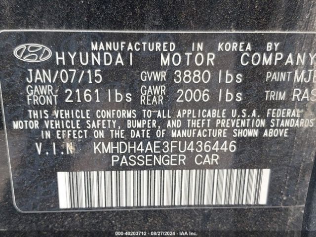 Photo 8 VIN: KMHDH4AE3FU436446 - HYUNDAI ELANTRA 