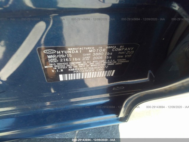 Photo 8 VIN: KMHDH4AE3GU490072 - HYUNDAI ELANTRA 