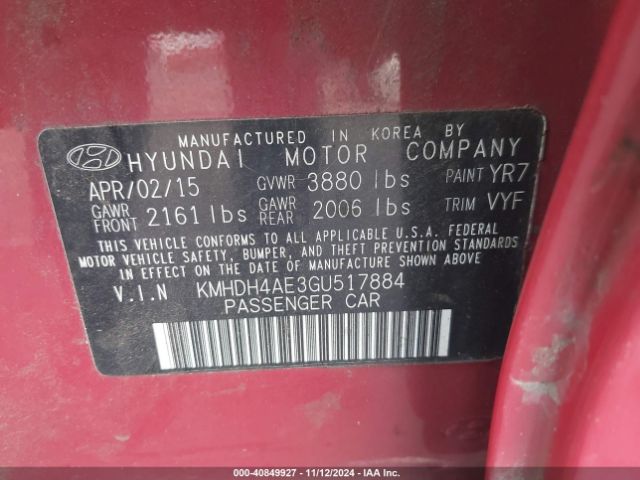 Photo 8 VIN: KMHDH4AE3GU517884 - HYUNDAI ELANTRA 