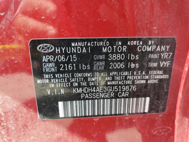 Photo 9 VIN: KMHDH4AE3GU519876 - HYUNDAI ELANTRA SE 