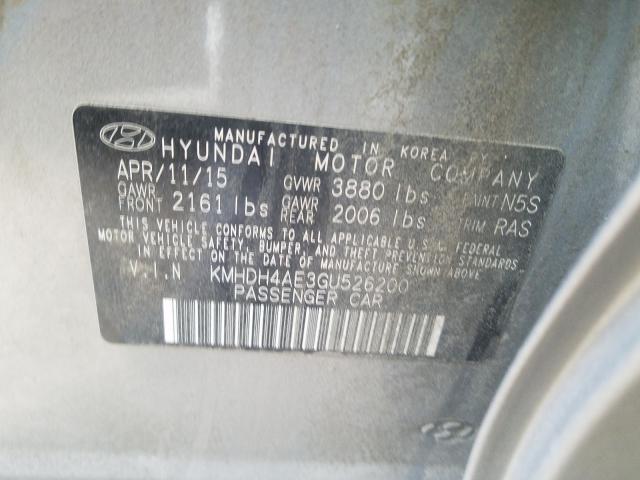 Photo 9 VIN: KMHDH4AE3GU526200 - HYUNDAI ELANTRA SE 