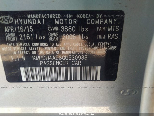 Photo 8 VIN: KMHDH4AE3GU530988 - HYUNDAI ELANTRA 