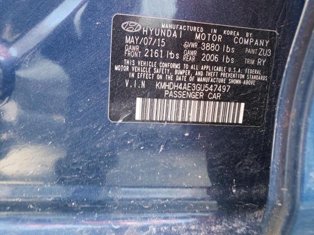 Photo 9 VIN: KMHDH4AE3GU547497 - HYUNDAI ELANTRA SE 