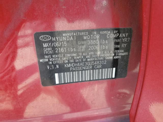 Photo 12 VIN: KMHDH4AE3GU548312 - HYUNDAI ELANTRA 