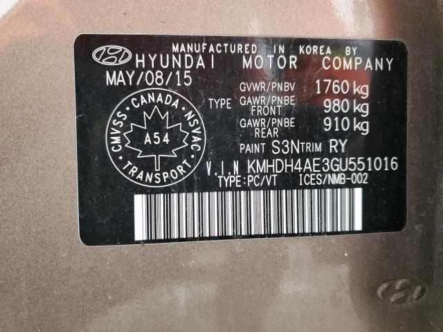 Photo 11 VIN: KMHDH4AE3GU551016 - HYUNDAI ELANTRA 