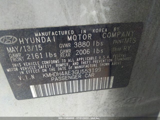 Photo 8 VIN: KMHDH4AE3GU553199 - HYUNDAI ELANTRA 