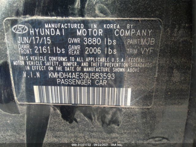 Photo 8 VIN: KMHDH4AE3GU583593 - HYUNDAI ELANTRA 