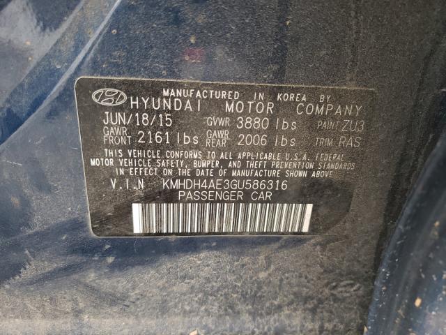 Photo 9 VIN: KMHDH4AE3GU586316 - HYUNDAI ELANTRA SE 