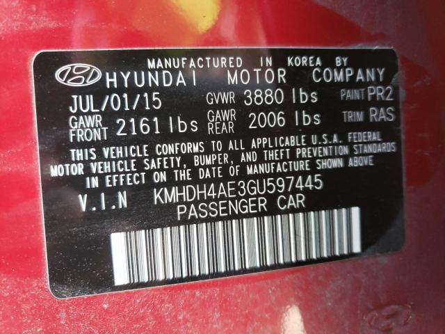 Photo 9 VIN: KMHDH4AE3GU597445 - HYUNDAI ELANTRA SE 