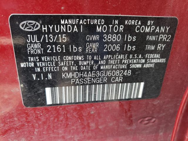 Photo 9 VIN: KMHDH4AE3GU608248 - HYUNDAI ELANTRA SE 