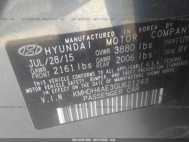 Photo 8 VIN: KMHDH4AE3GU621243 - HYUNDAI ELANTRA 