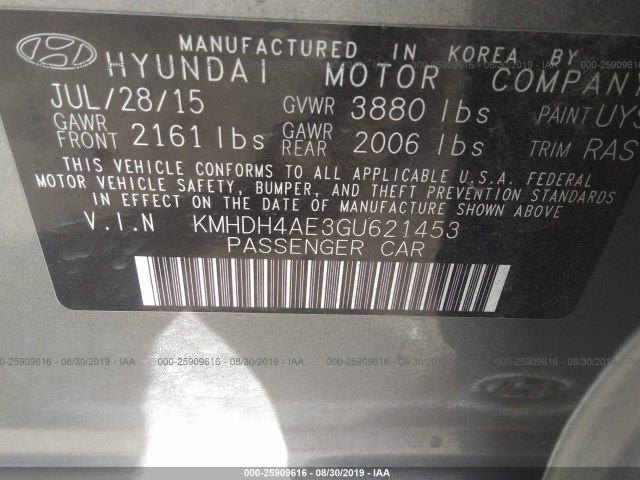 Photo 8 VIN: KMHDH4AE3GU621453 - HYUNDAI ELANTRA 