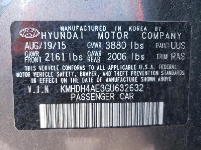 Photo 12 VIN: KMHDH4AE3GU632632 - HYUNDAI ELANTRA SE 