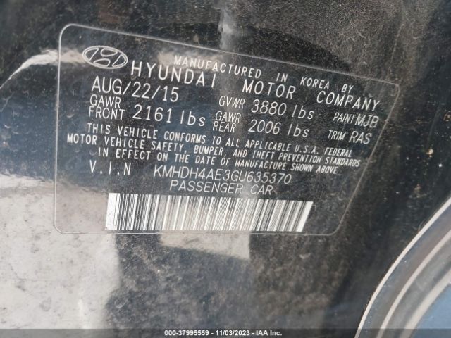 Photo 8 VIN: KMHDH4AE3GU635370 - HYUNDAI ELANTRA 