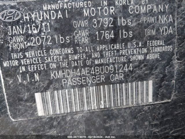 Photo 8 VIN: KMHDH4AE4BU091244 - HYUNDAI ELANTRA 