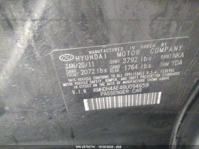 Photo 8 VIN: KMHDH4AE4BU094659 - HYUNDAI ELANTRA 