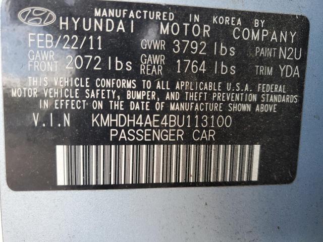 Photo 11 VIN: KMHDH4AE4BU113100 - HYUNDAI ELANTRA GL 