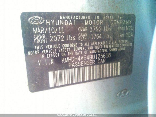 Photo 8 VIN: KMHDH4AE4BU125618 - HYUNDAI ELANTRA 