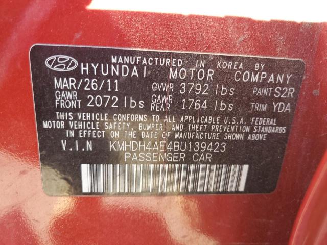 Photo 11 VIN: KMHDH4AE4BU139423 - HYUNDAI ELANTRA GL 