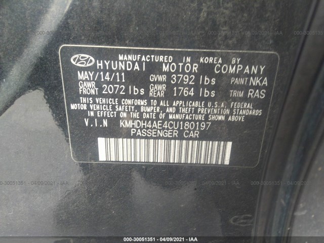 Photo 8 VIN: KMHDH4AE4CU180197 - HYUNDAI ELANTRA 