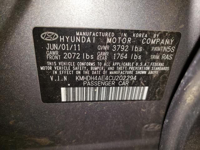 Photo 9 VIN: KMHDH4AE4CU202294 - HYUNDAI ELANTRA GL 