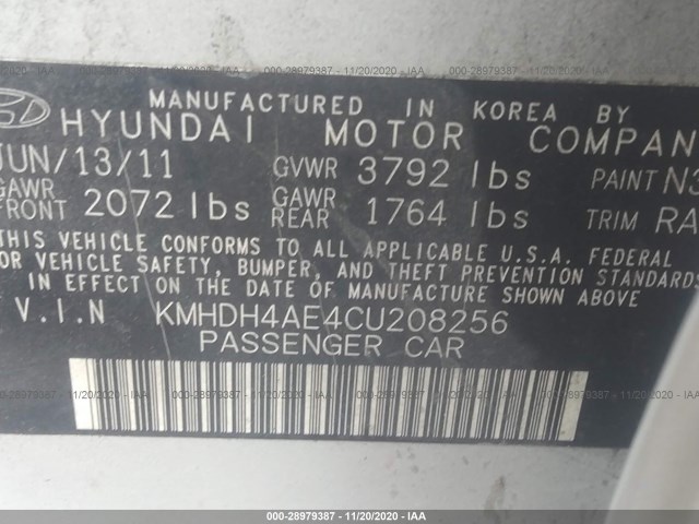 Photo 8 VIN: KMHDH4AE4CU208256 - HYUNDAI ELANTRA 