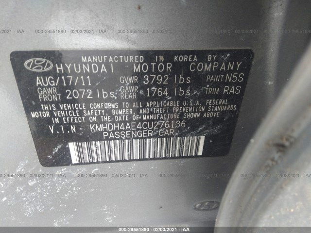 Photo 8 VIN: KMHDH4AE4CU276136 - HYUNDAI ELANTRA 