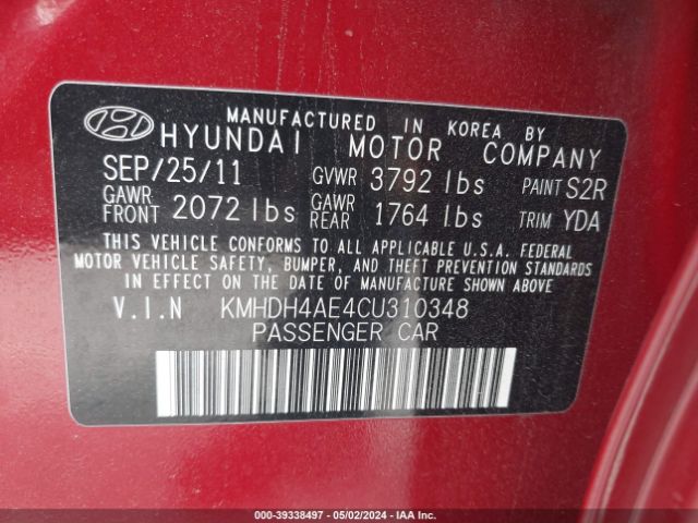 Photo 8 VIN: KMHDH4AE4CU310348 - HYUNDAI ELANTRA 