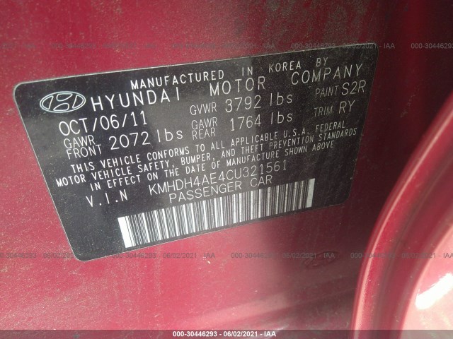 Photo 8 VIN: KMHDH4AE4CU321561 - HYUNDAI ELANTRA 