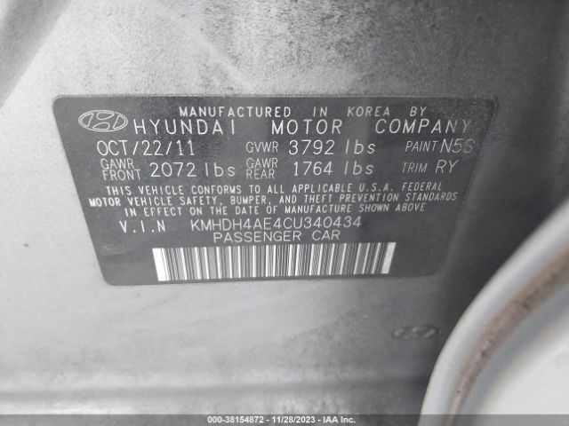 Photo 8 VIN: KMHDH4AE4CU340434 - HYUNDAI ELANTRA 