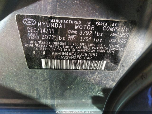 Photo 8 VIN: KMHDH4AE4CU397961 - HYUNDAI ELANTRA 