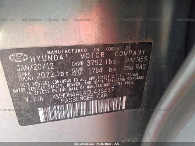 Photo 8 VIN: KMHDH4AE4CU433437 - HYUNDAI ELANTRA 