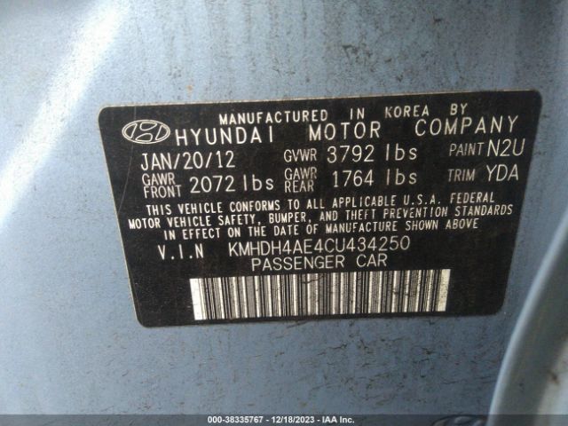 Photo 8 VIN: KMHDH4AE4CU434250 - HYUNDAI ELANTRA 