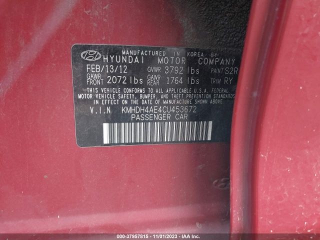 Photo 8 VIN: KMHDH4AE4CU453672 - HYUNDAI ELANTRA 