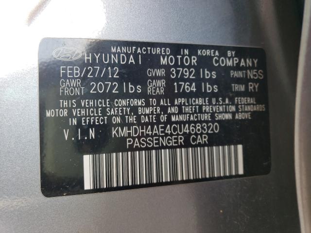 Photo 9 VIN: KMHDH4AE4CU468320 - HYUNDAI ELANTRA GL 