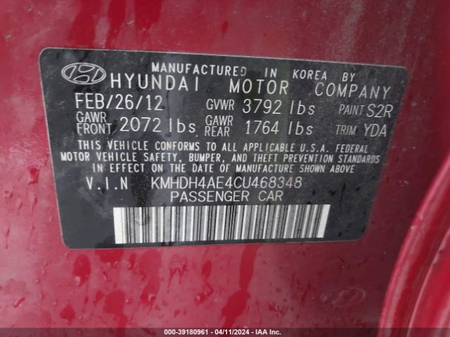 Photo 8 VIN: KMHDH4AE4CU468348 - HYUNDAI ELANTRA 