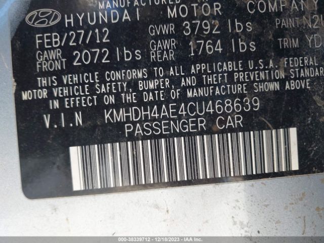 Photo 8 VIN: KMHDH4AE4CU468639 - HYUNDAI ELANTRA 