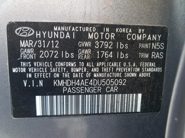 Photo 9 VIN: KMHDH4AE4DU505092 - HYUNDAI ELANTRA GL 