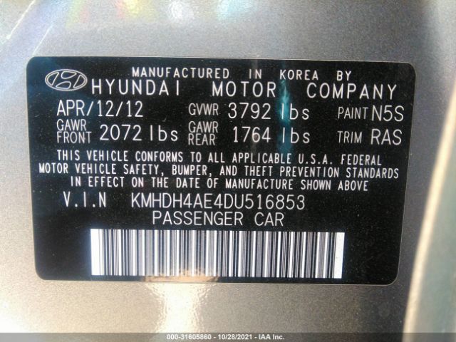 Photo 8 VIN: KMHDH4AE4DU516853 - HYUNDAI ELANTRA 