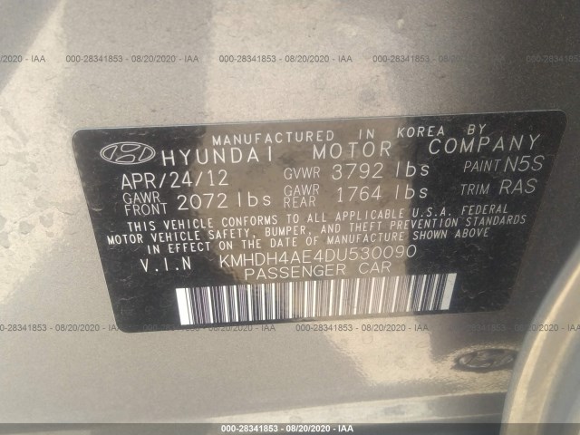 Photo 8 VIN: KMHDH4AE4DU530090 - HYUNDAI ELANTRA 