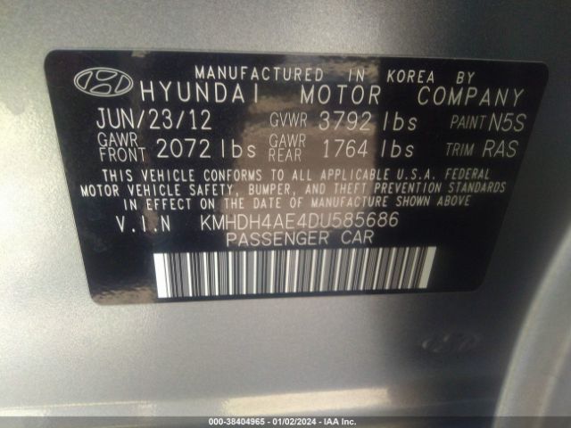 Photo 8 VIN: KMHDH4AE4DU585686 - HYUNDAI ELANTRA 