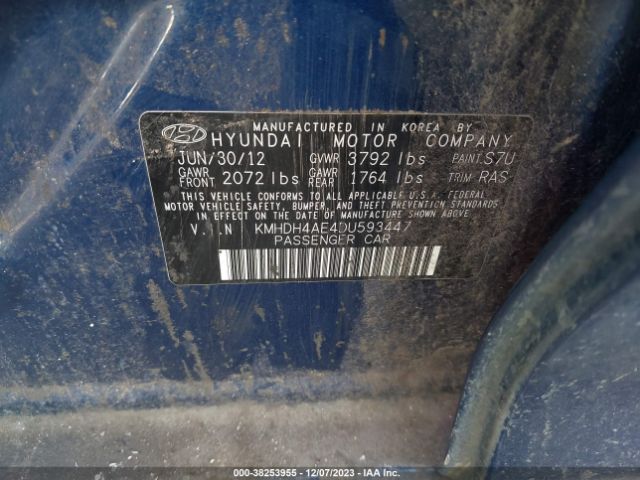 Photo 8 VIN: KMHDH4AE4DU593447 - HYUNDAI ELANTRA 