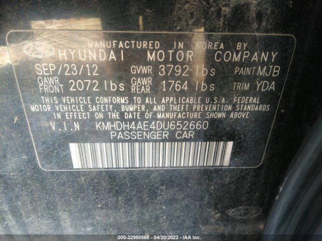 Photo 8 VIN: KMHDH4AE4DU652660 - HYUNDAI ELANTRA 