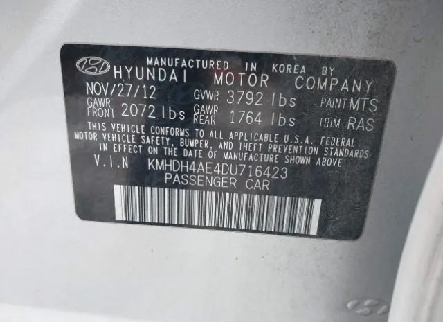 Photo 8 VIN: KMHDH4AE4DU716423 - HYUNDAI ELANTRA 