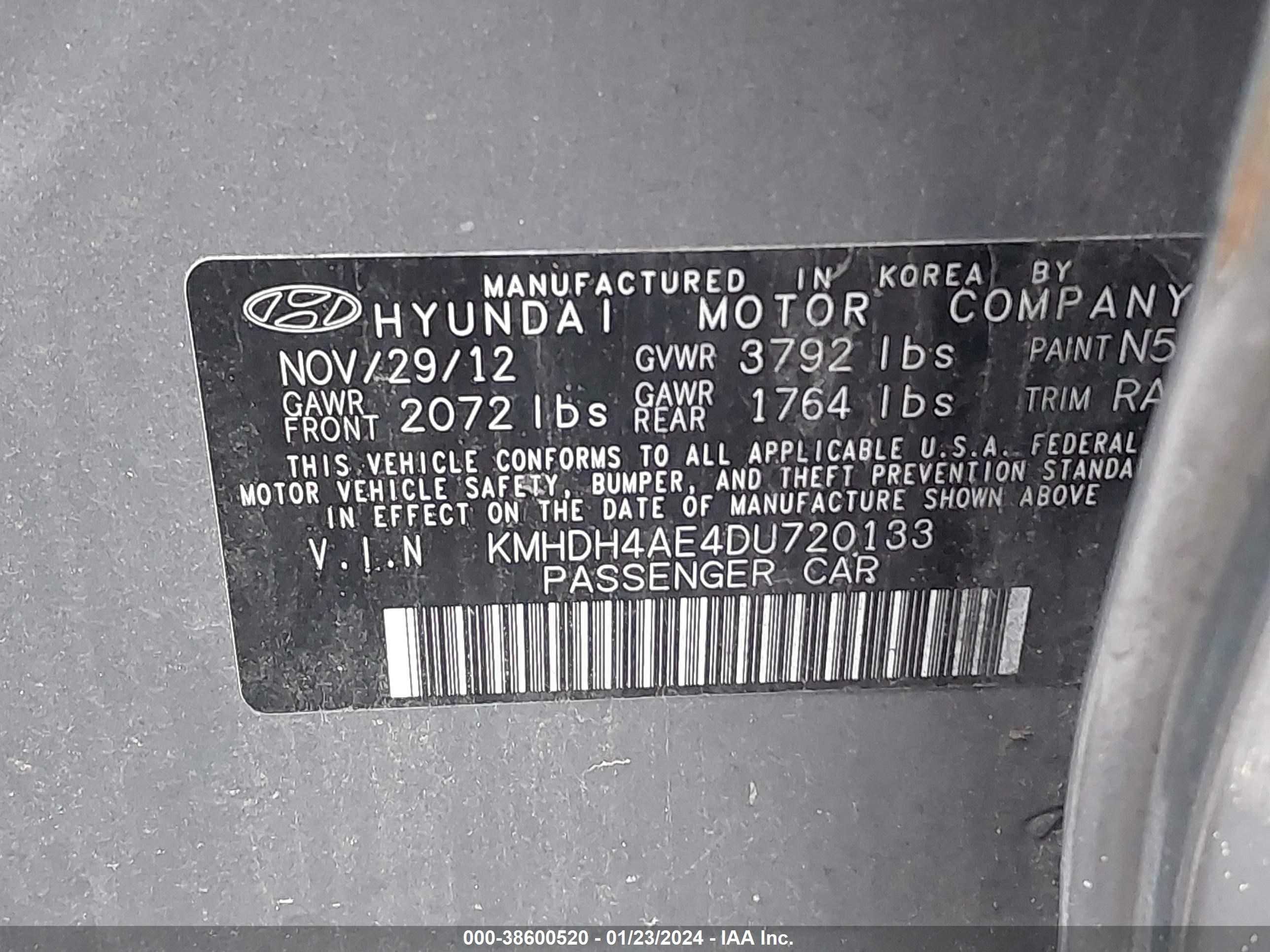 Photo 8 VIN: KMHDH4AE4DU720133 - HYUNDAI ELANTRA 