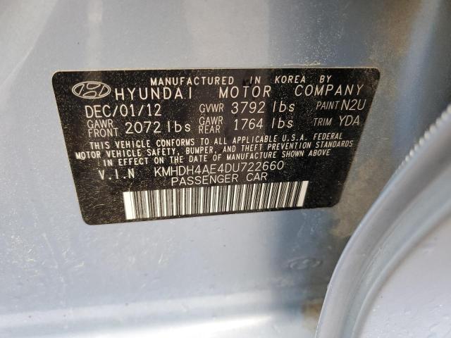 Photo 12 VIN: KMHDH4AE4DU722660 - HYUNDAI ELANTRA 