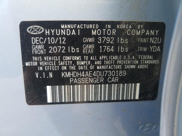 Photo 9 VIN: KMHDH4AE4DU730189 - HYUNDAI ELANTRA GL 