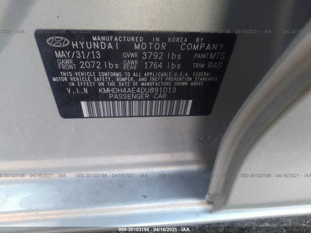 Photo 8 VIN: KMHDH4AE4DU891013 - HYUNDAI ELANTRA 