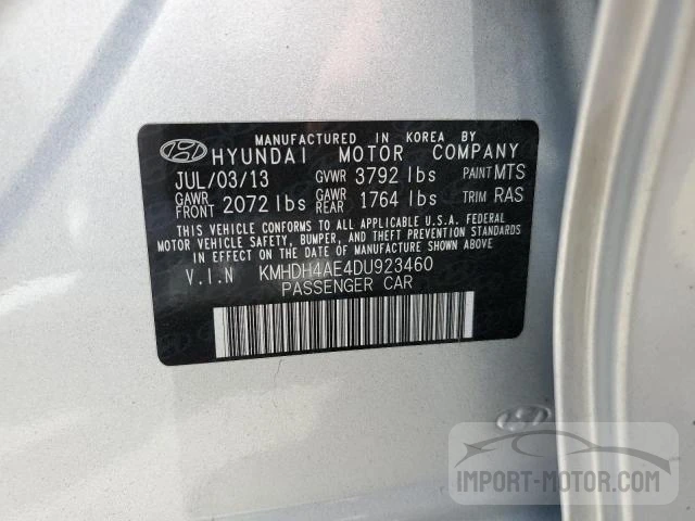 Photo 13 VIN: KMHDH4AE4DU923460 - HYUNDAI ELANTRA 